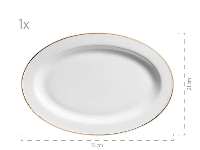 MÄSER Serie Professional Dining, Zubehör Set aus Müslischalen, Eierbechern, Schüsseln, Zuckerdose, Milchkännchen, Dipschälchen und Servierplatten, 24-teilig, Weiß mit Goldrand Fabrikladen