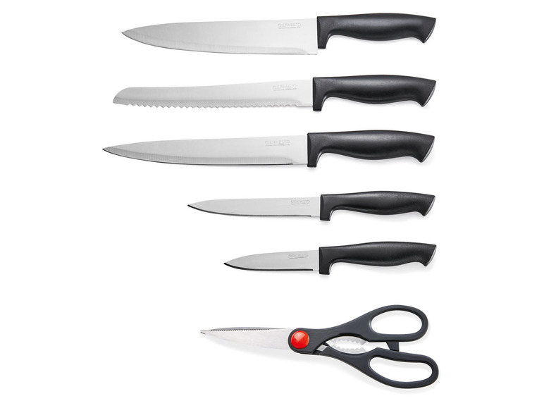 ERNESTO® Messerblock, mit 5 Messern und Schere Kostenlose Rückgabe