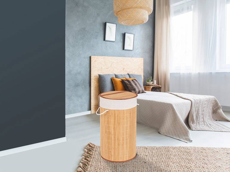 Wenko Wäschetruhe »Bamboo«, 55 l Fassungsvermögen, mit Baumwoll-Wäschesack, aus Bambus Schlussverkauf