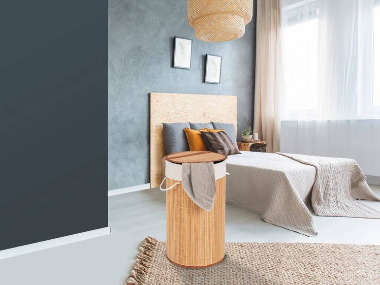 Wenko Wäschetruhe »Bamboo«, 55 l Fassungsvermögen, mit Baumwoll-Wäschesack, aus Bambus Schlussverkauf