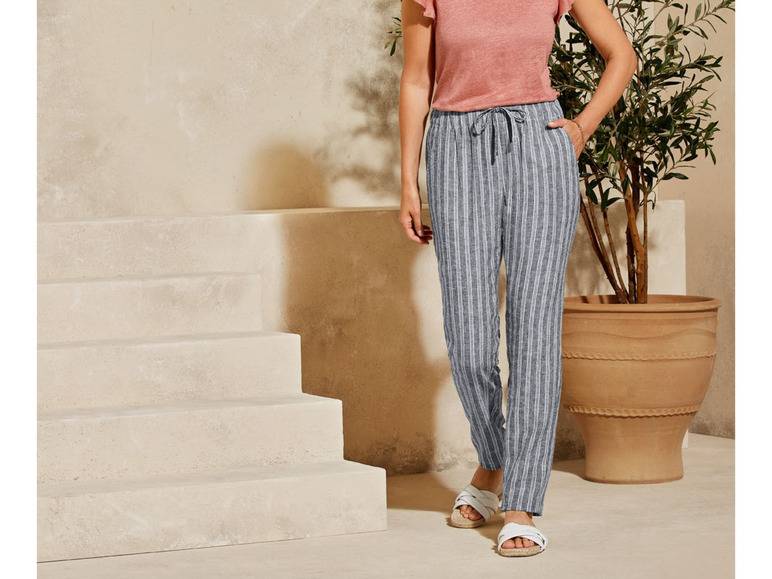 esmara® Damen Leinenhose mit Gummizugbund und Bindeband Fabrikladen