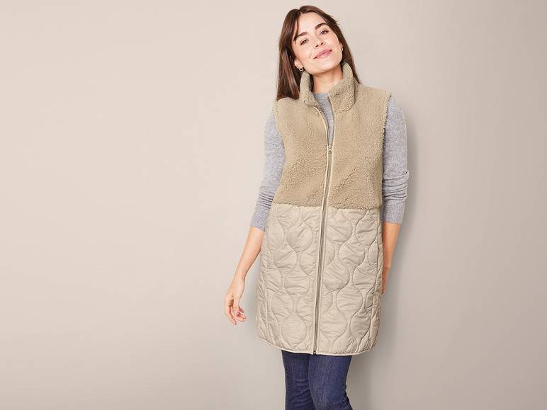 esmara® Damen Longweste aus Plüsch- und Steppstoff Saisonschlussverkauf