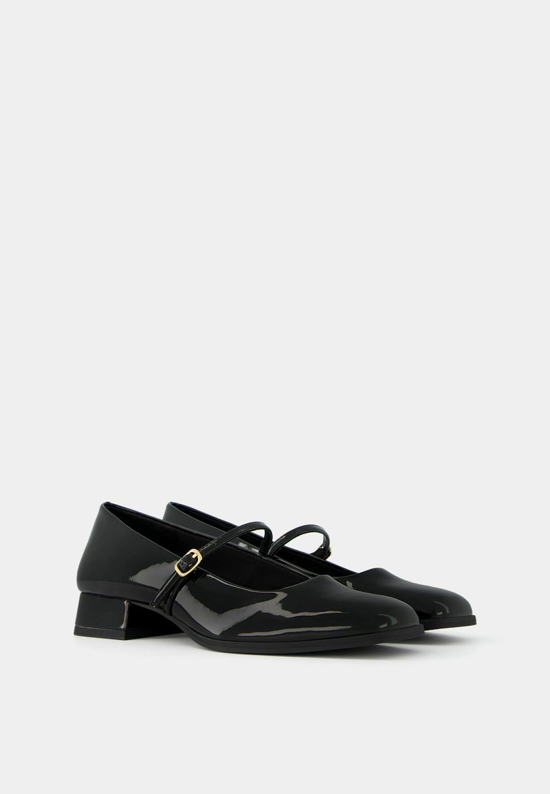 Bershka Bershka BLOCK-HEEL MARY JANES - Ankle strap ballet pumps - black Valentinstagsangebot