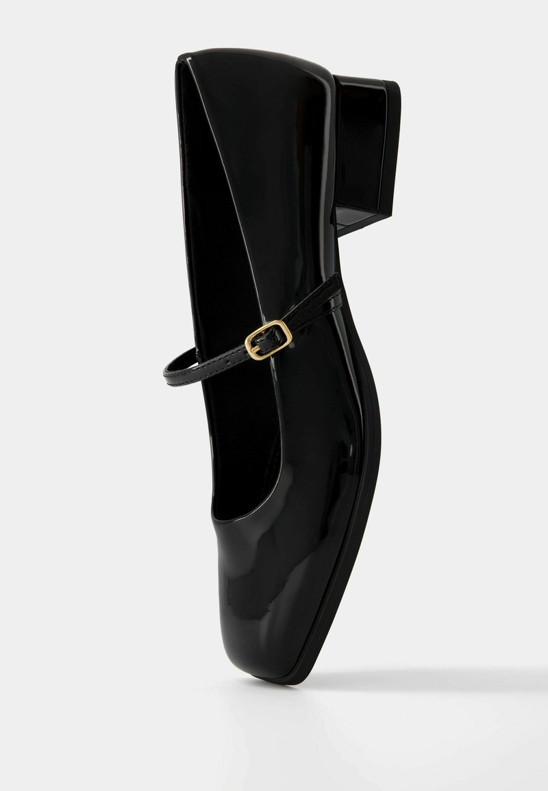 Bershka Bershka BLOCK-HEEL MARY JANES - Ankle strap ballet pumps - black Valentinstagsangebot