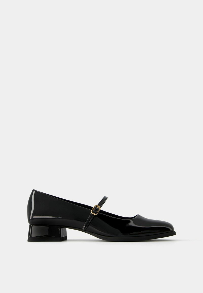 Bershka Bershka BLOCK-HEEL MARY JANES - Ankle strap ballet pumps - black Valentinstagsangebot