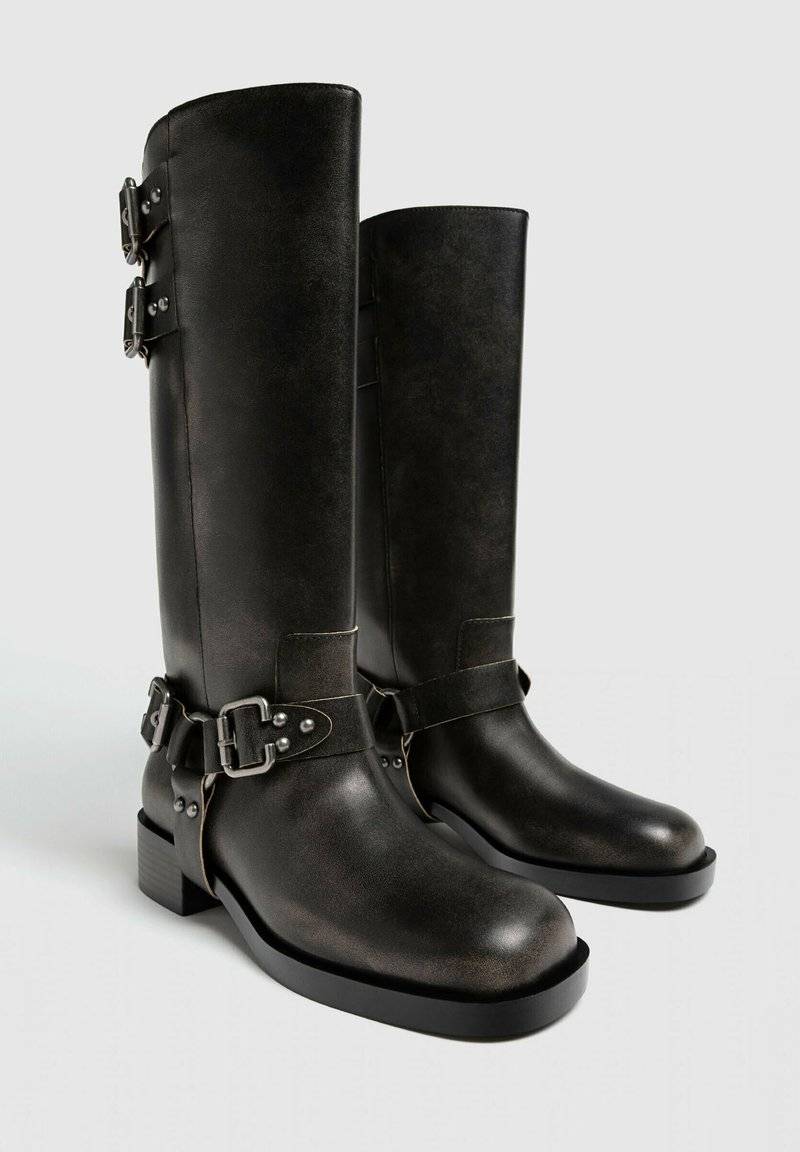 Stradivarius Stradivarius Cowboy/Biker boots - dark grey Heißer Verkauf
