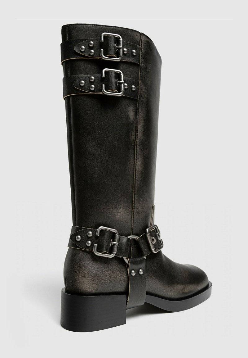 Stradivarius Stradivarius Cowboy/Biker boots - dark grey Heißer Verkauf