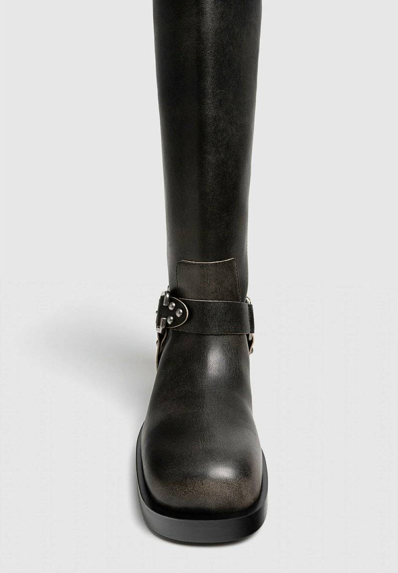Stradivarius Stradivarius Cowboy/Biker boots - dark grey Heißer Verkauf