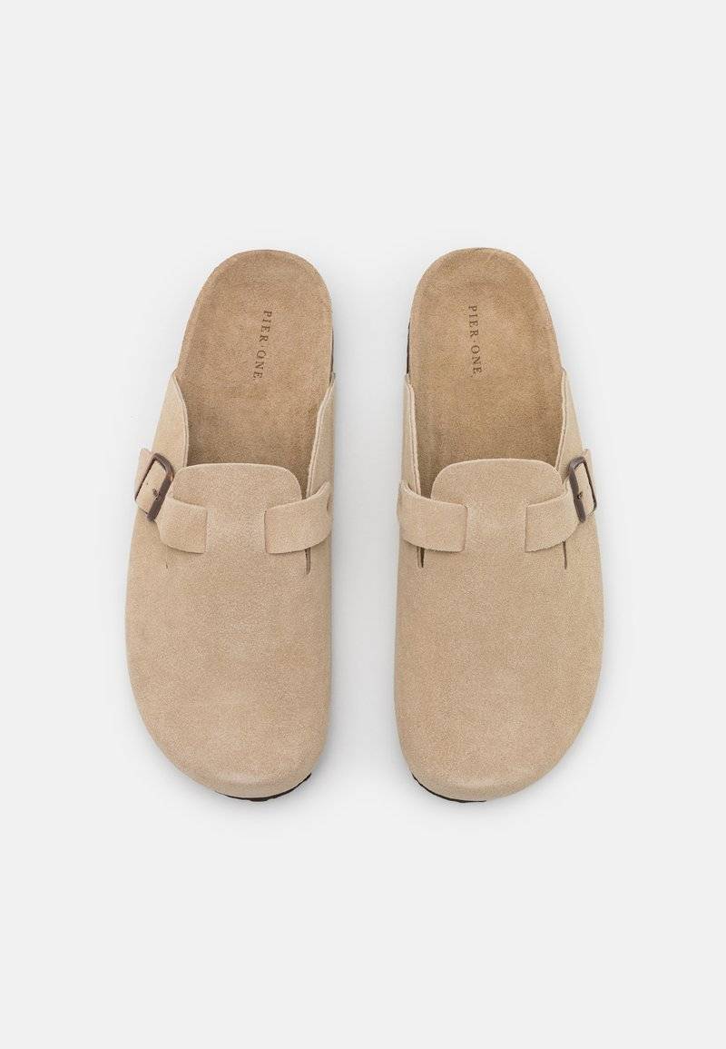Pier One Pier One LEATHER UNISEX - Slippers - beige Blitzangebot