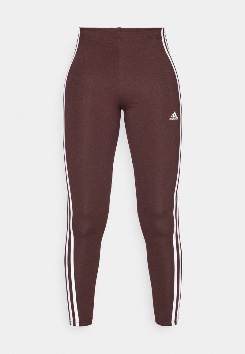 adidas Sportswear adidas Sportswear ESSENTIALS 3 STRIPES HIGH WAISTED - Leggings - shadow brown Preisnachlass