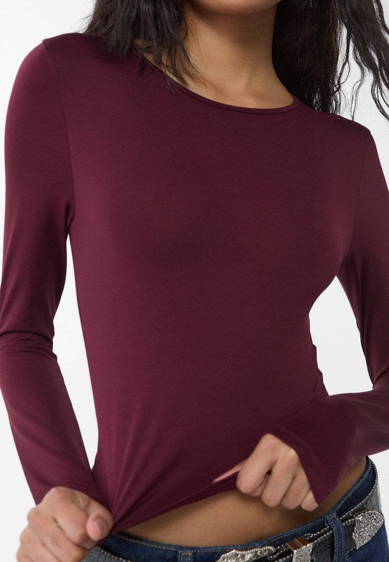 Stradivarius Stradivarius Long sleeved top - bordeaux VIP-Rabatte