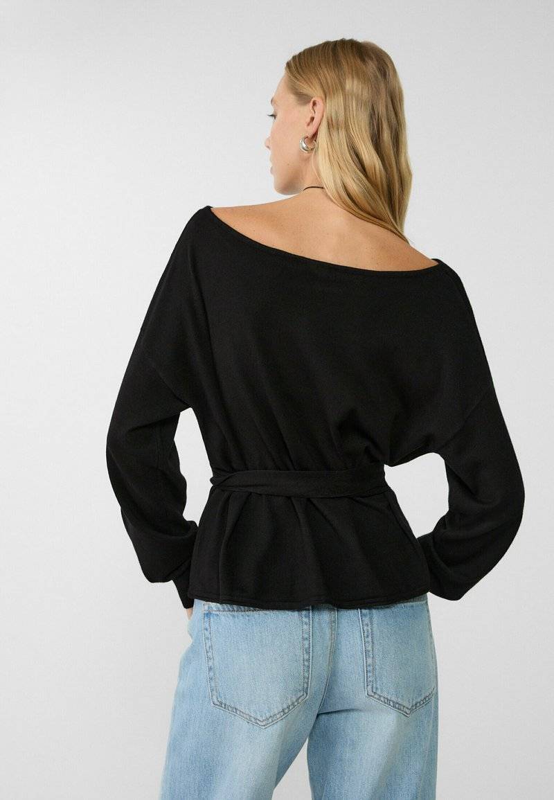 Stradivarius Stradivarius BOAT NECK - Jumper - black Neueste Stile