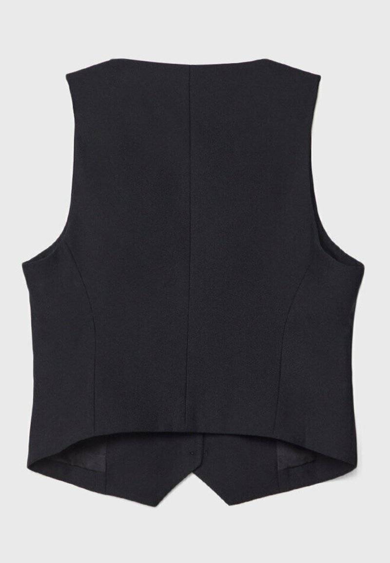 Stradivarius Stradivarius SHORT BUTTONED - Waistcoat - black Vierteljährliche Förderung