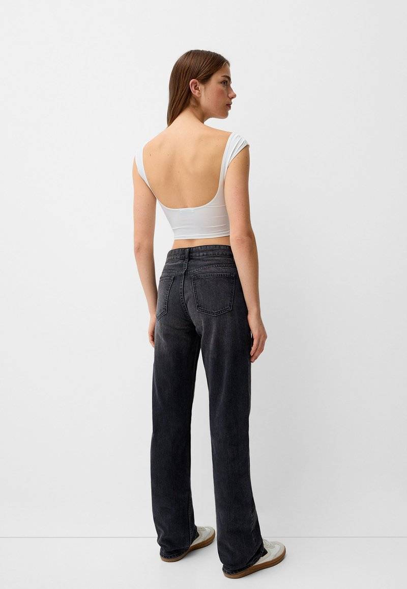 Bershka Bershka Straight leg jeans - dark grey Tiefpreis