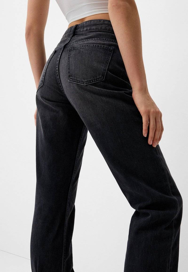 Bershka Bershka Straight leg jeans - dark grey Tiefpreis