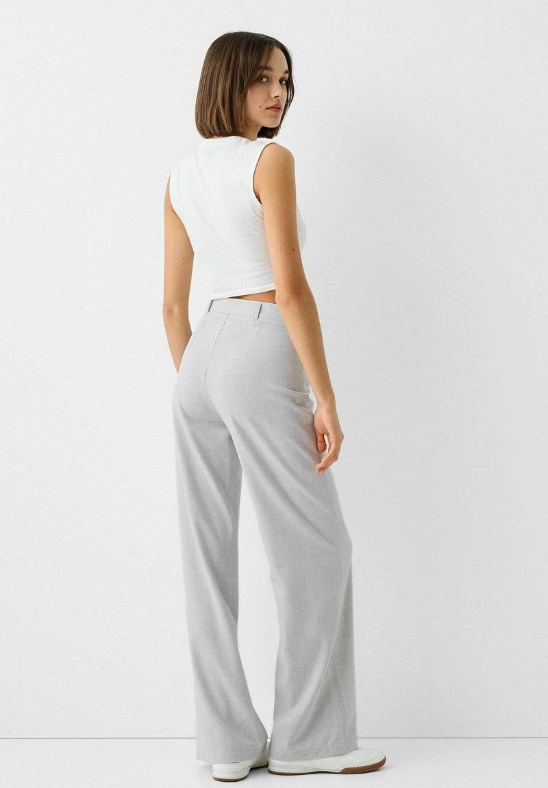 Bershka Bershka WIDE TAILORED - Trousers - mottled grey Letzter Tag