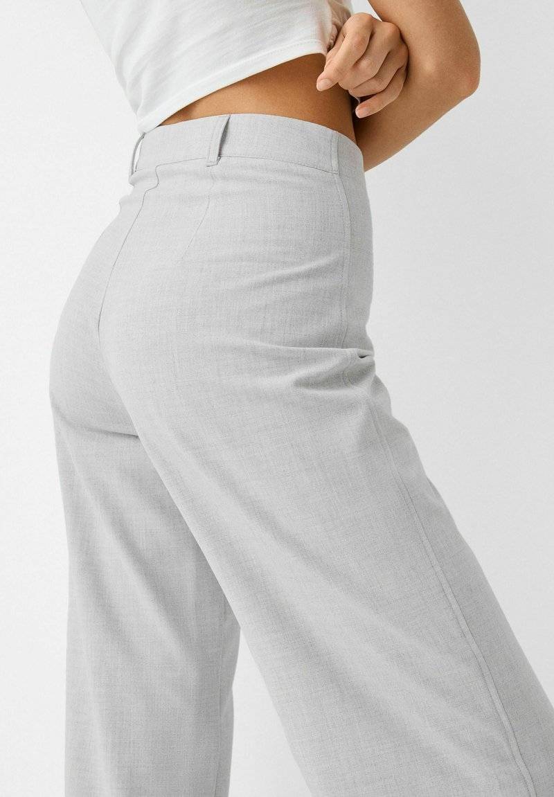 Bershka Bershka WIDE TAILORED - Trousers - mottled grey Letzter Tag