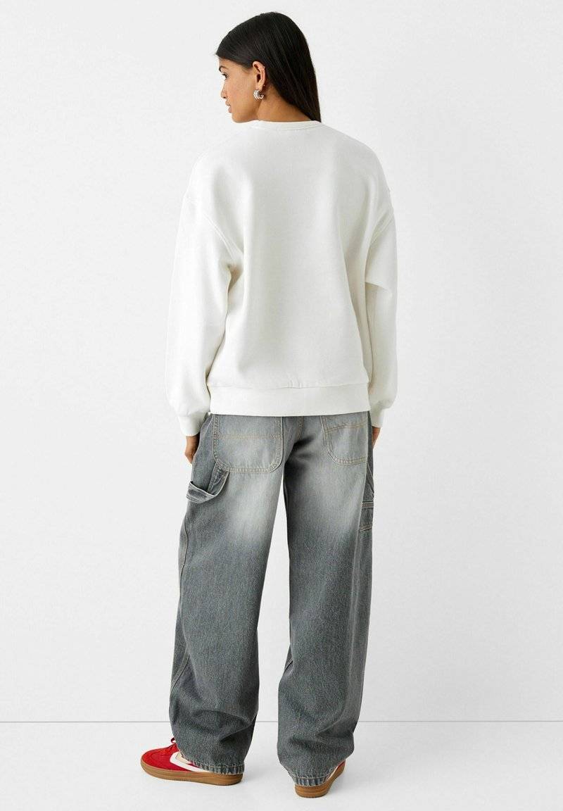 Bershka Bershka Sweatshirt - white Zeitbegrenzte Promotion