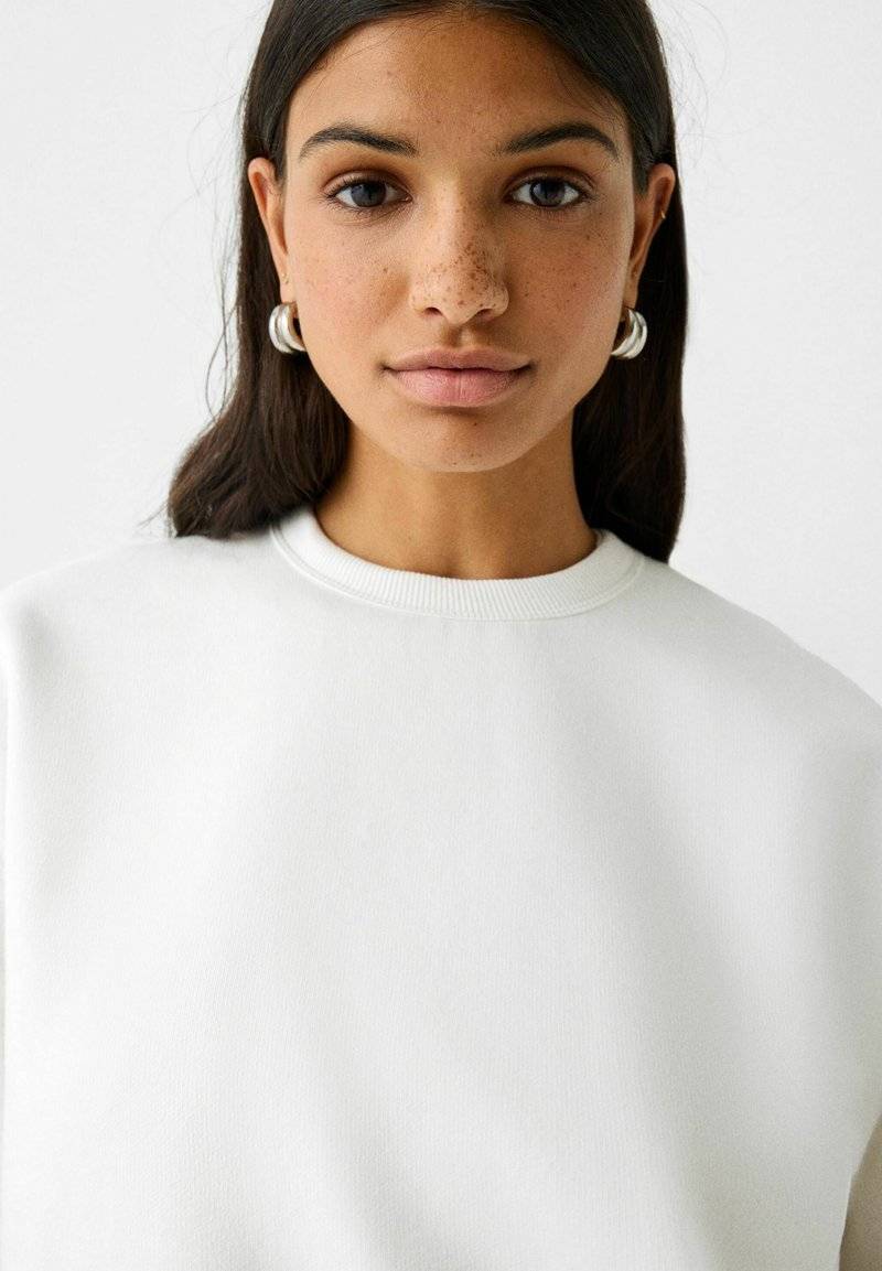 Bershka Bershka Sweatshirt - white Zeitbegrenzte Promotion