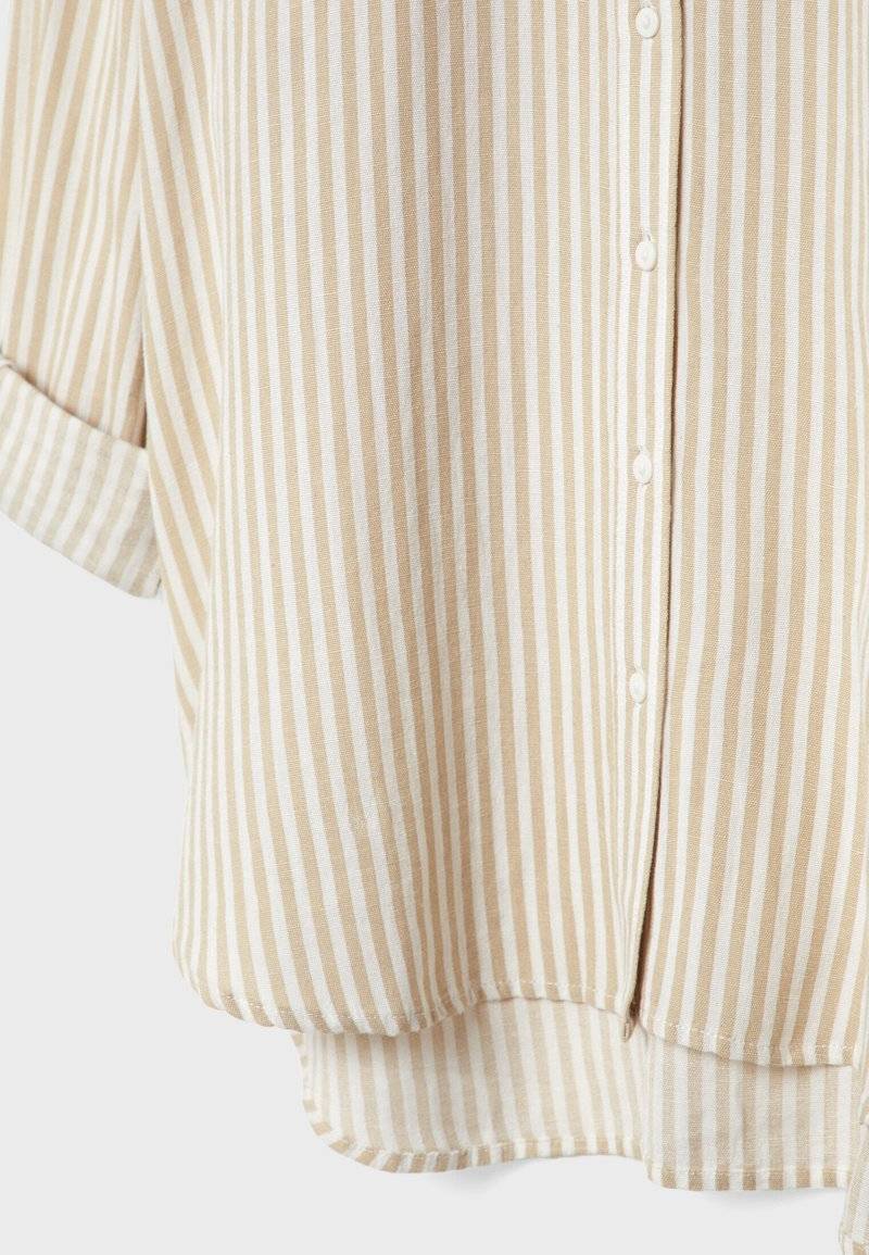 Stradivarius Stradivarius STRIPED - Button-down blouse - stone Bis zu 65% Rabatt