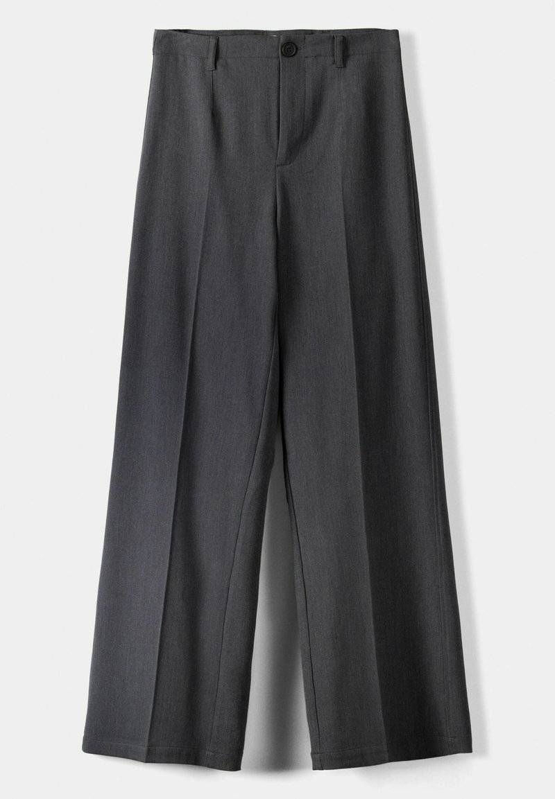 Bershka Bershka WIDE TAILORED - Trousers - mottled dark grey Sonderangebot der Fabrik