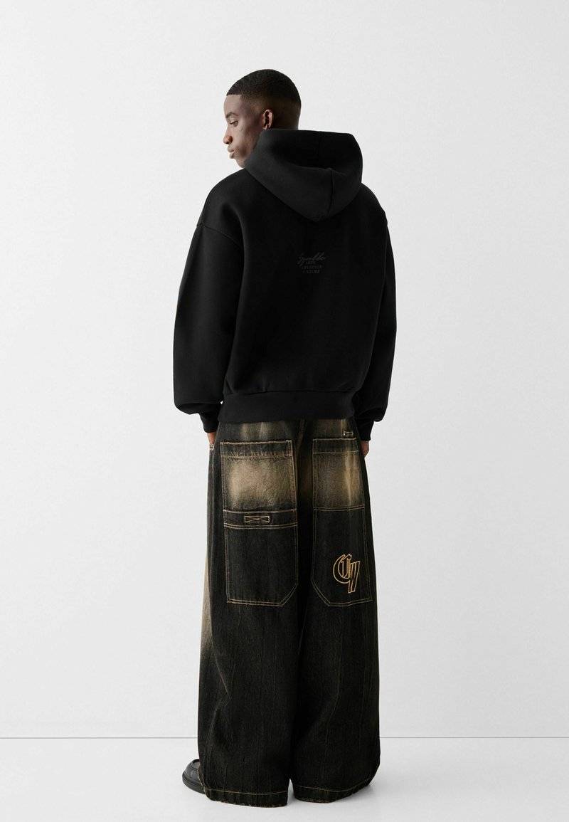 Bershka Bershka Sweatshirt - black denim Räumungsverkauf