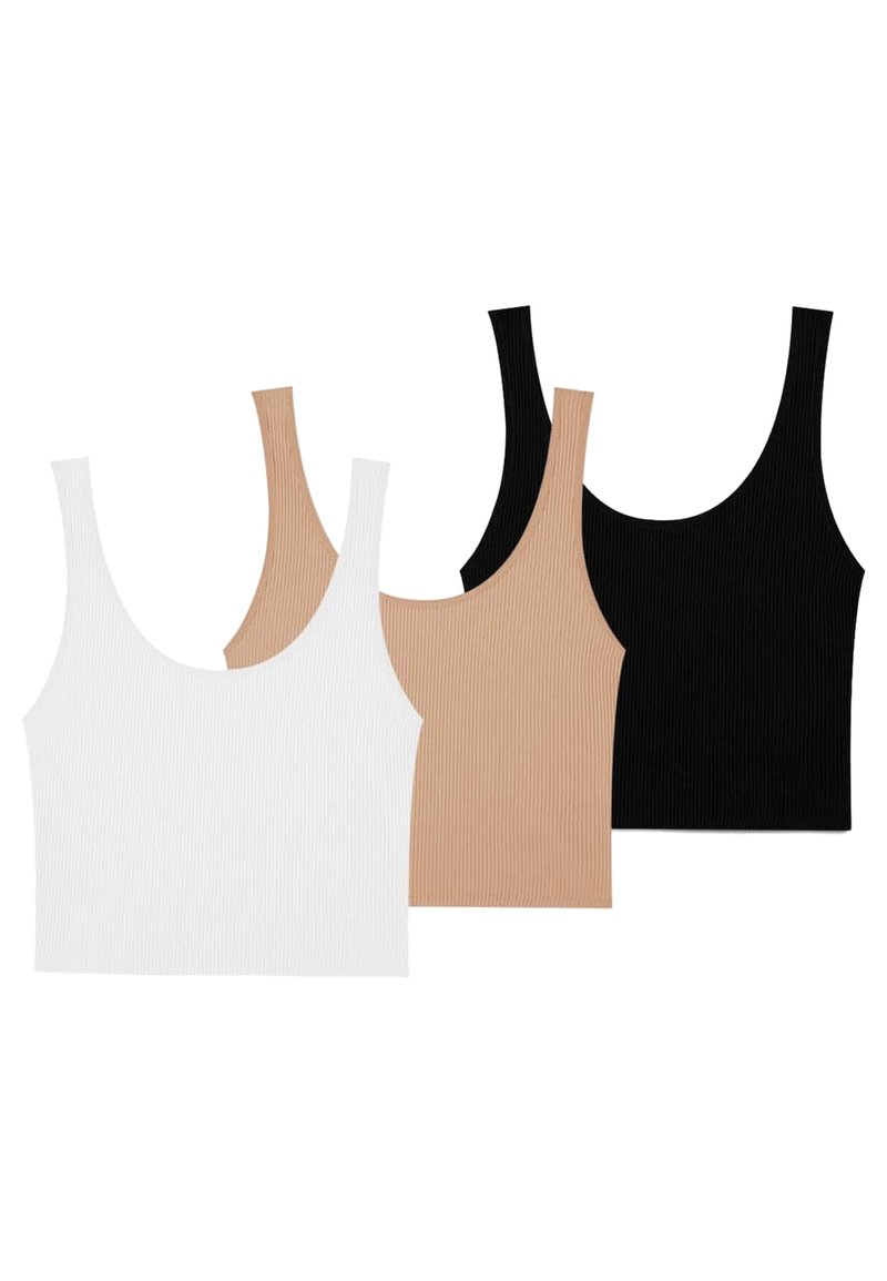 Stradivarius Stradivarius 3 PACK - Top - black Bis zu 60% Rabatt