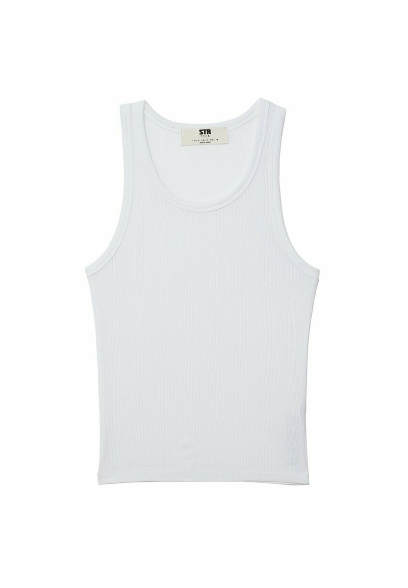 Stradivarius Stradivarius RACERBACK - Top - white denim Clearance-Verkauf