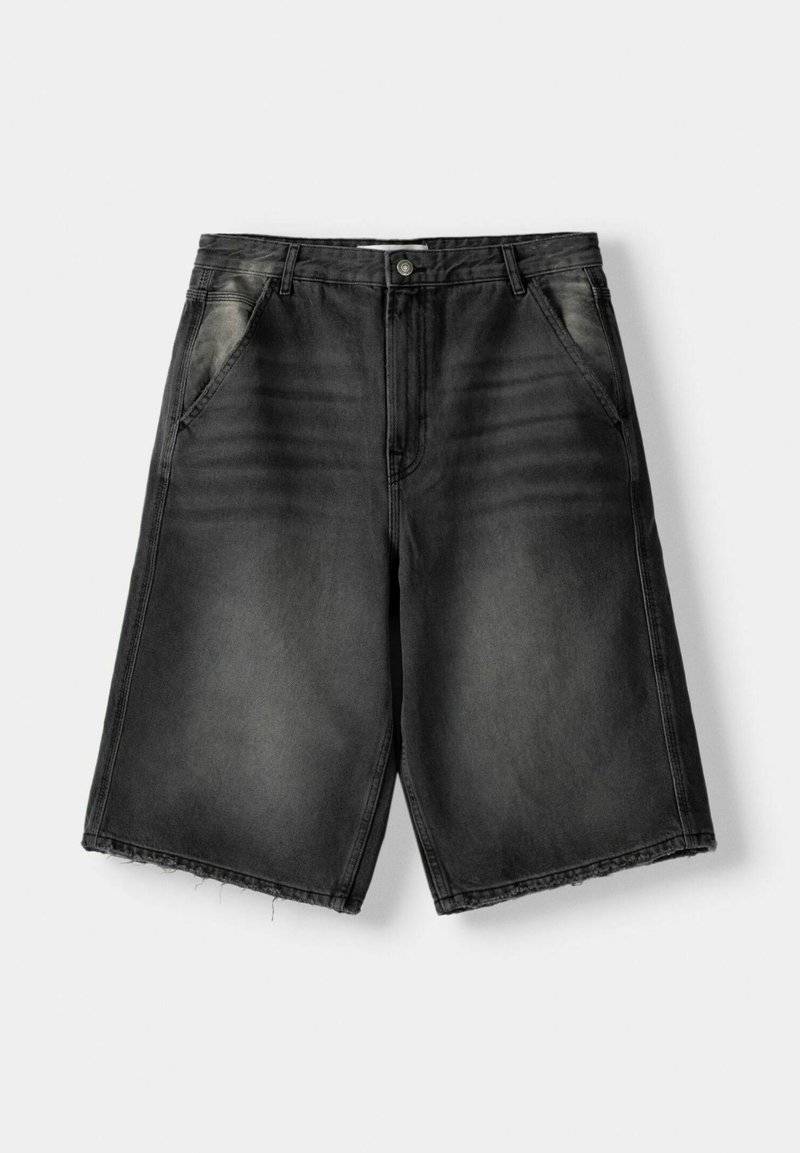 Bershka Bershka SKATER - Denim shorts - black 50% Rabatt mit kostenlosem Versand