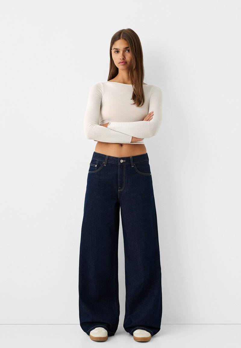 Bershka Bershka WIDE-LEG - Relaxed fit jeans - royal blue Neueste Mode