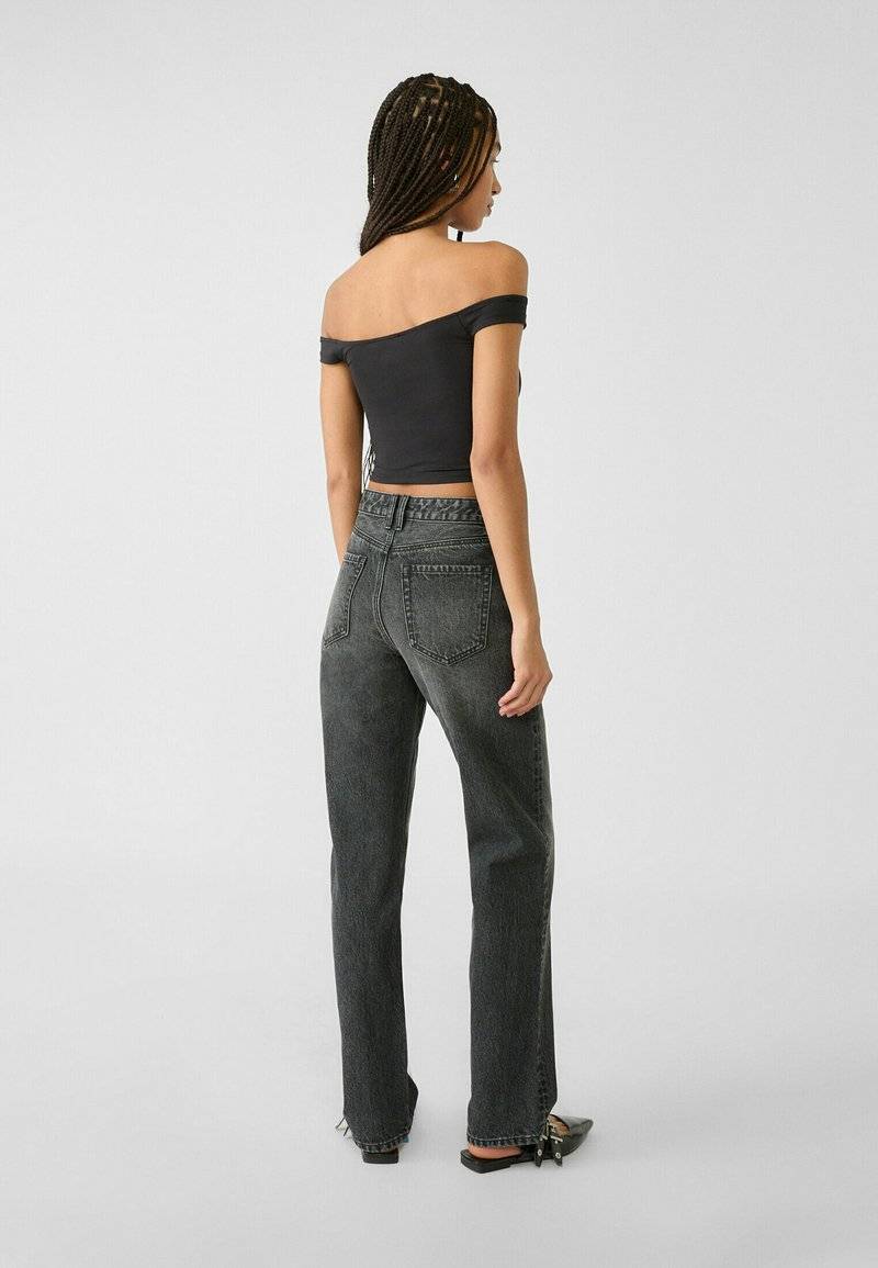 Stradivarius Stradivarius Straight leg jeans - dark grey Zeitlich begrenztes Angebot
