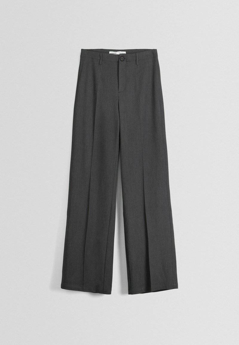 Bershka Bershka WIDE-LEG TAILORED - Trousers - mottled dark grey Blitzangebot