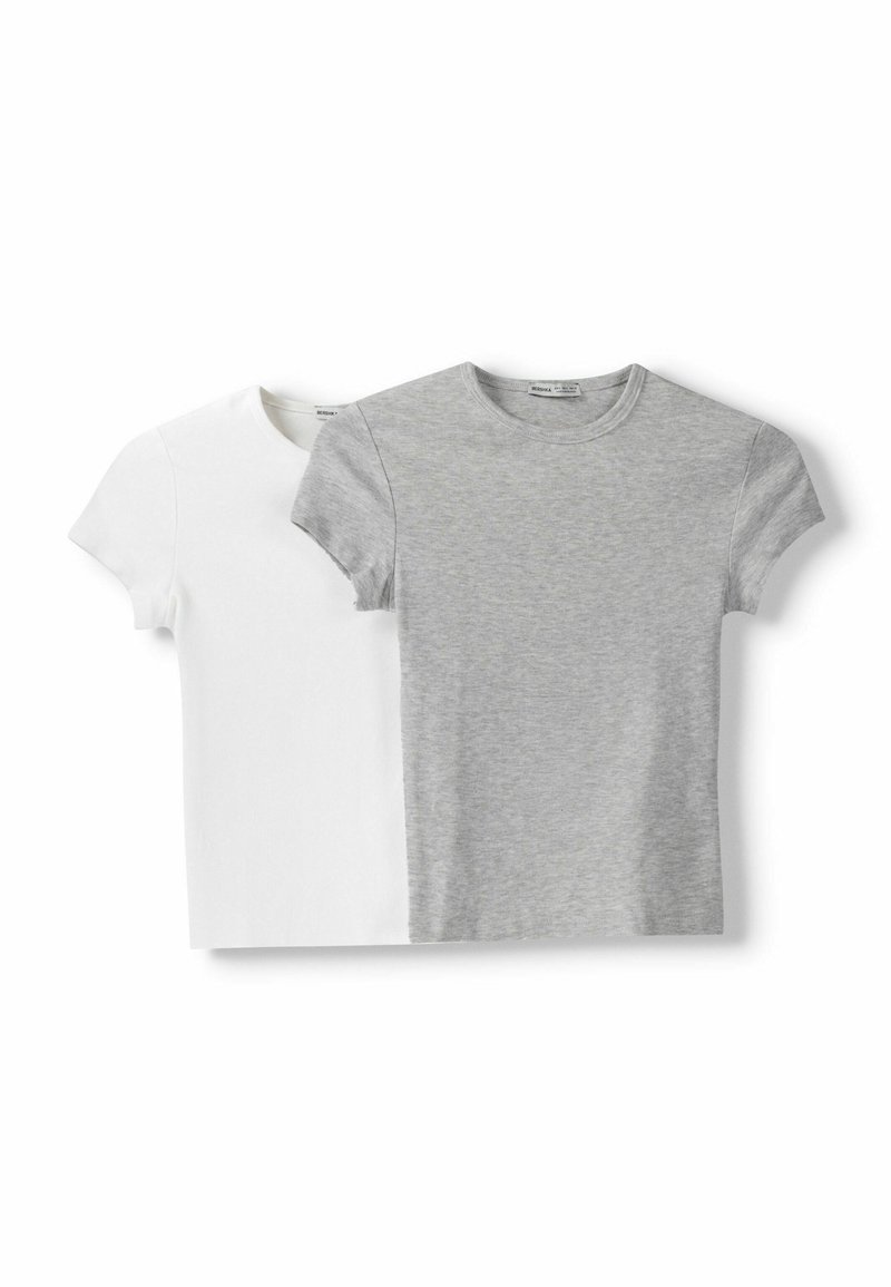 Bershka Bershka SHORT SLEEVE ROUND NECK 2 PACK - Basic T-shirt - white Letzte 3 Tage