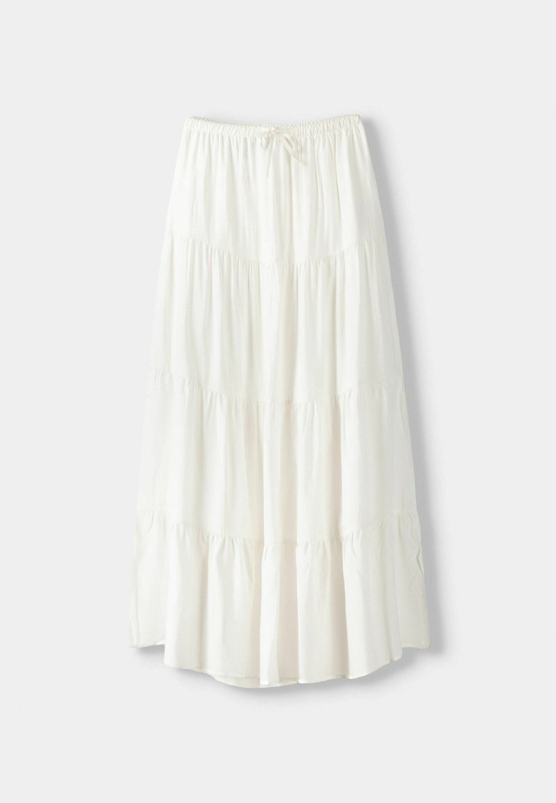 Bershka Bershka ELASTICATED - Maxi skirt - white Neueste Stile