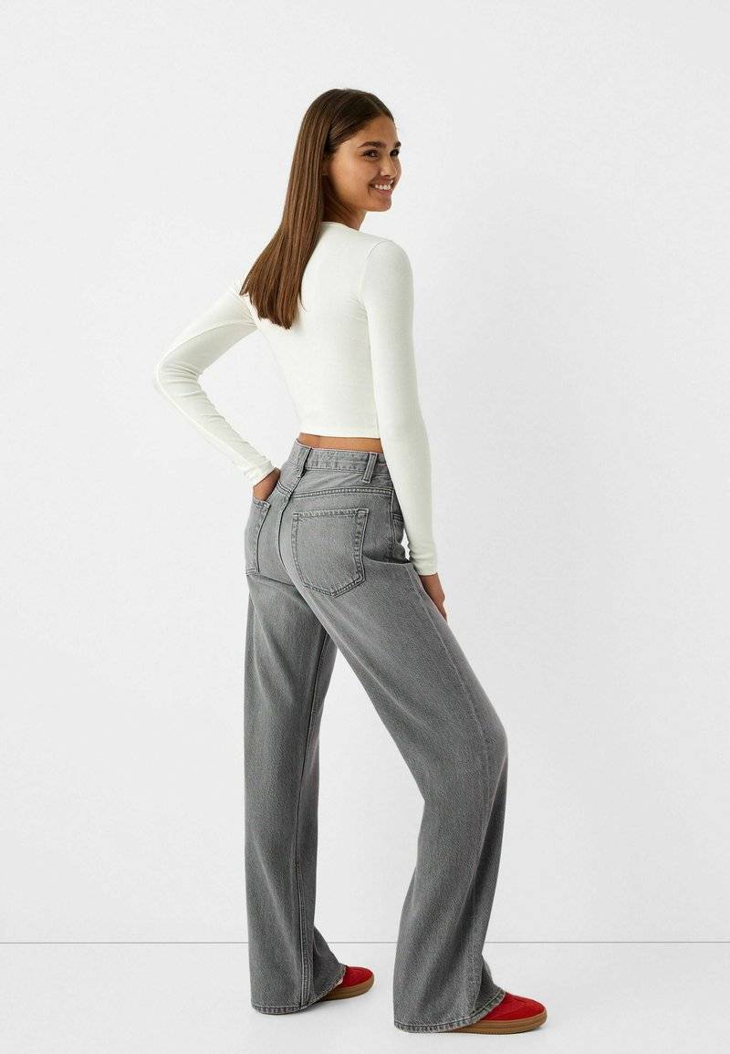 Bershka Bershka Flared Jeans - mottled dark grey Zeitbegrenzte Promotion