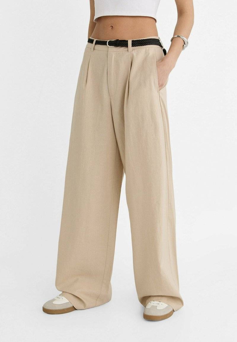 Stradivarius Stradivarius WITH BELT - Trousers - beige Bis zu 50% Rabatt