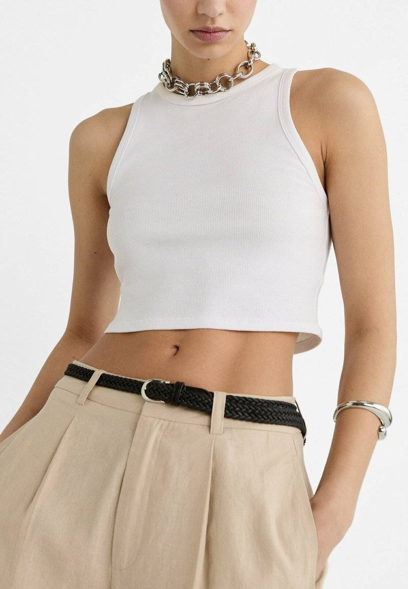 Stradivarius Stradivarius WITH BELT - Trousers - beige Bis zu 50% Rabatt