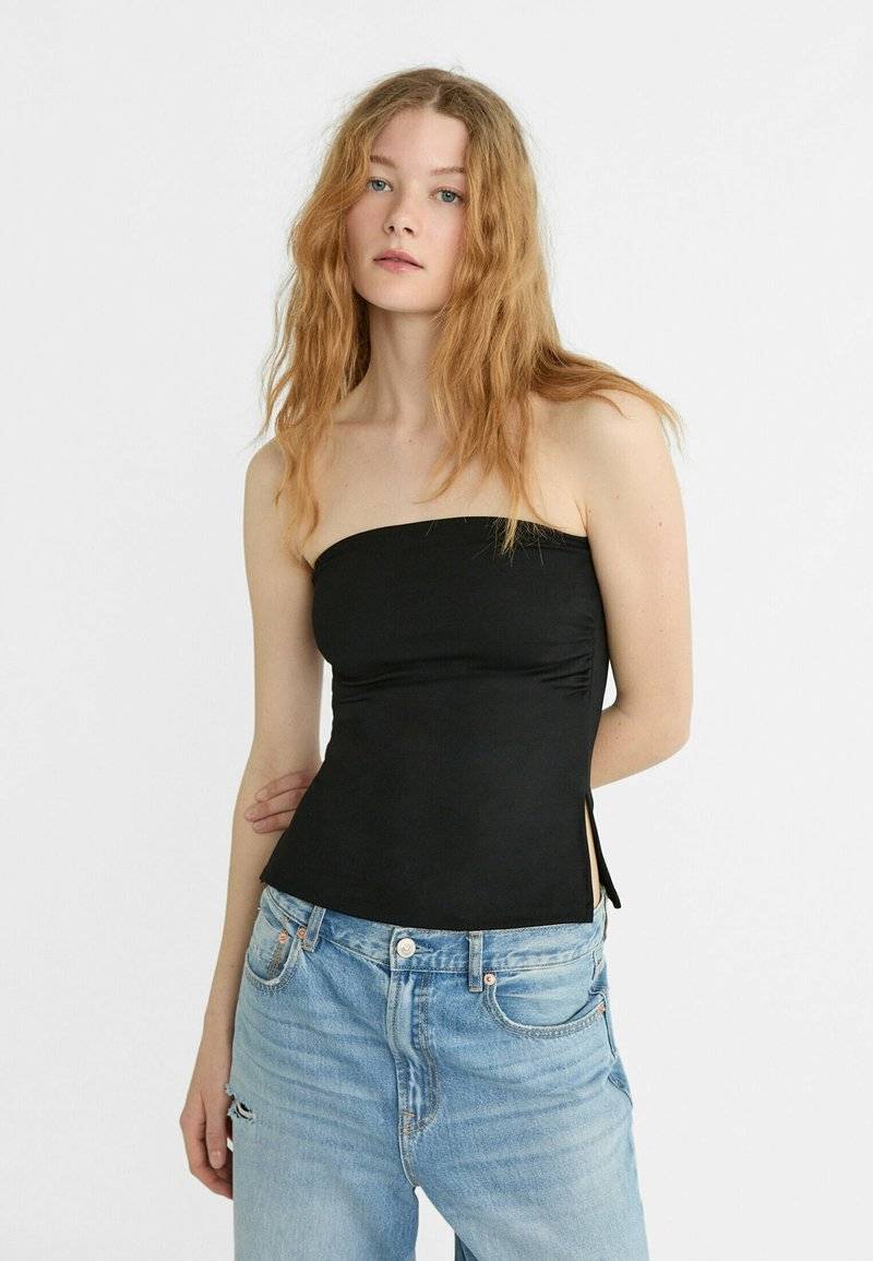 Stradivarius Stradivarius BANDEAU WITH SIDE VENTS - Top - black Bis zu 60% Rabatt