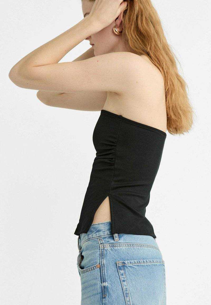 Stradivarius Stradivarius BANDEAU WITH SIDE VENTS - Top - black Bis zu 60% Rabatt