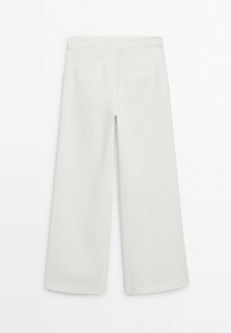 Massimo Dutti Massimo Dutti HIGH-WAIST FLARED - Trousers - white Sonderangebot der Fabrik