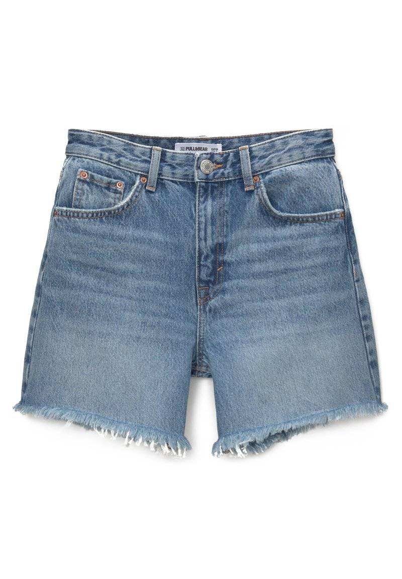 PULL&BEAR PULL&BEAR HIGH-WAIST - BERMUDA - Denim shorts - blue denim Vierteljährliche Förderung