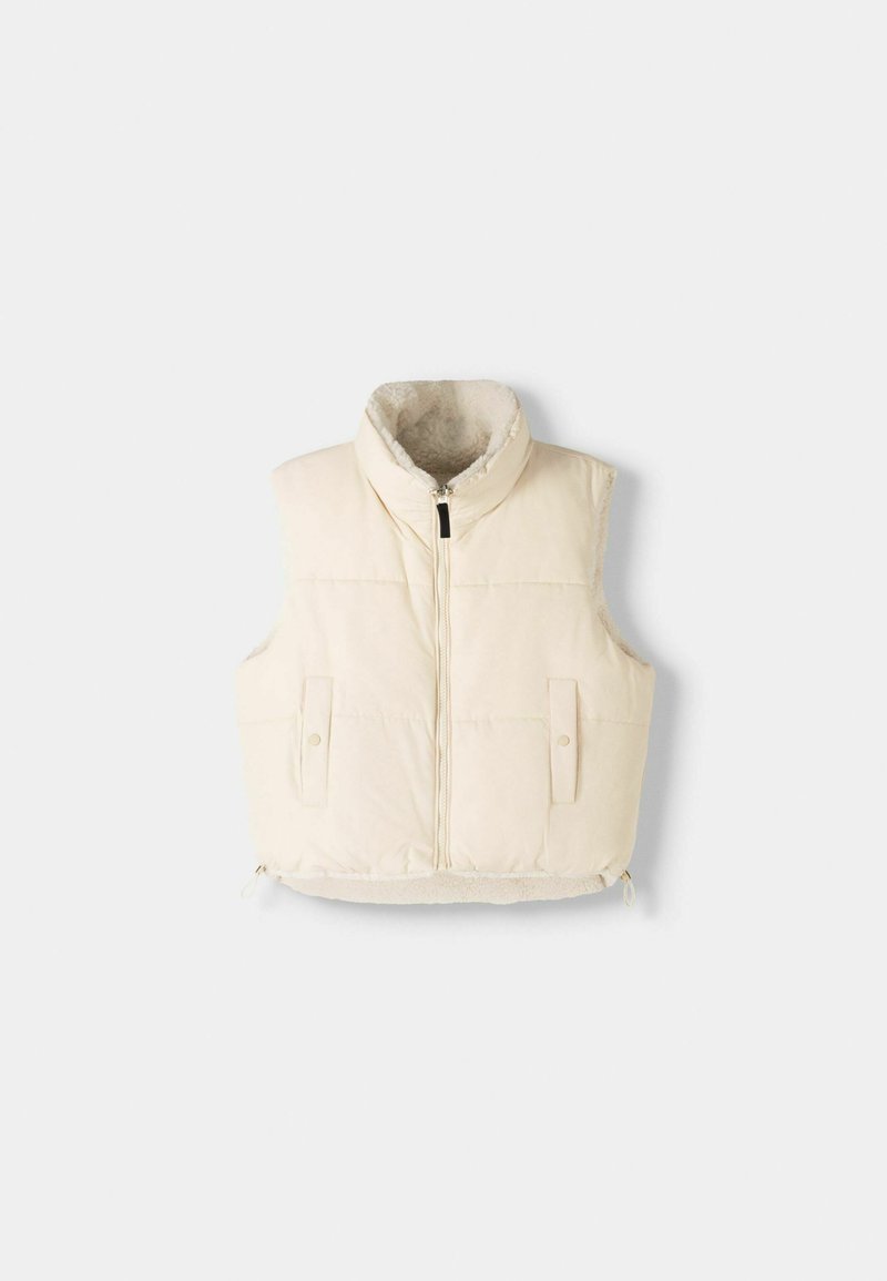 Bershka Bershka REVERSIBLE - Waistcoat - white Nur noch ein Tag übrig