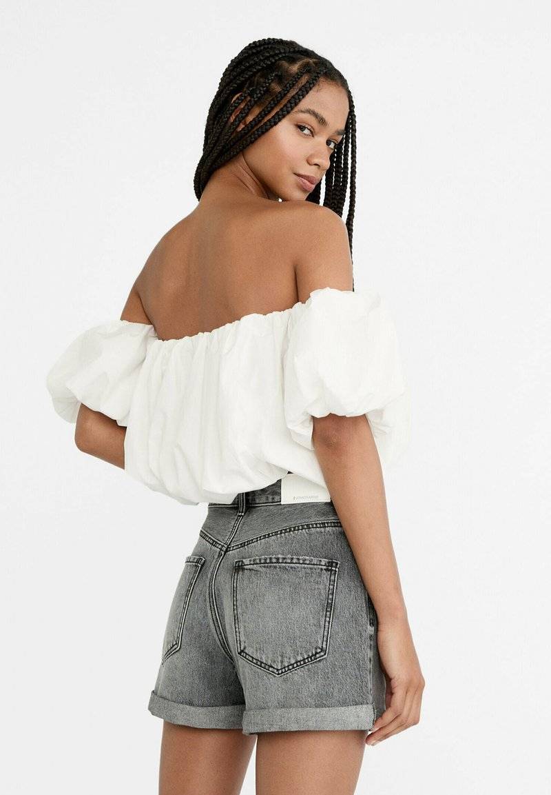 Stradivarius Stradivarius MOM - Denim shorts - grey denim 50% Rabatt mit kostenlosem Versand
