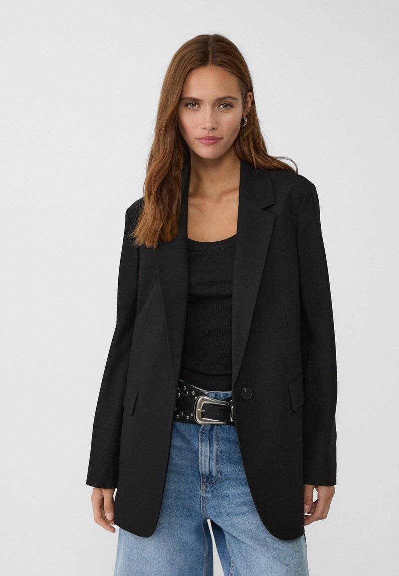 Stradivarius Stradivarius REGULAR FIT - Short coat - black zollfrei