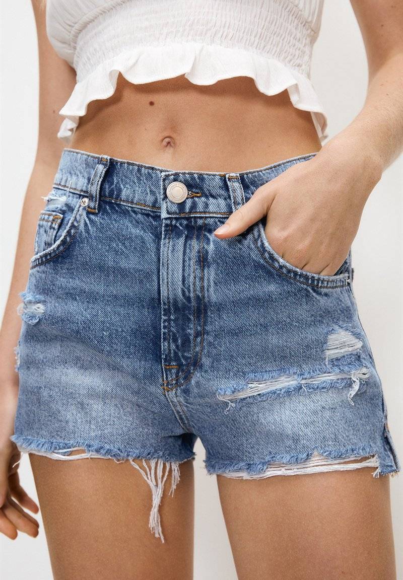 PULL&BEAR PULL&BEAR Denim shorts - blue denim Bis zu 50% Rabatt
