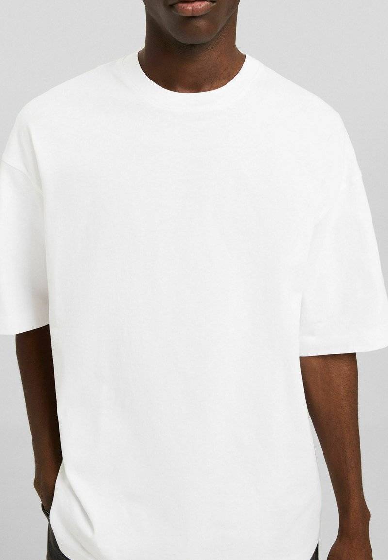 Bershka Bershka SHORT SLEEVE - Basic T-shirt - white 50% Rabatt mit kostenlosem Versand