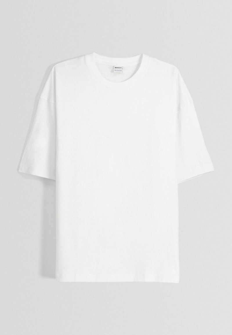 Bershka Bershka SHORT SLEEVE - Basic T-shirt - white 50% Rabatt mit kostenlosem Versand