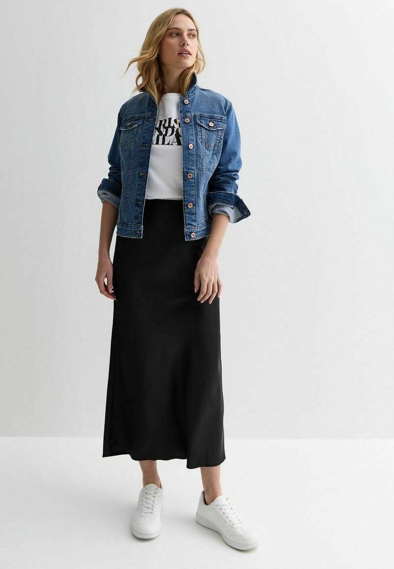 New Look New Look BIAS CUT MIDI - A-line skirt - black zollfrei