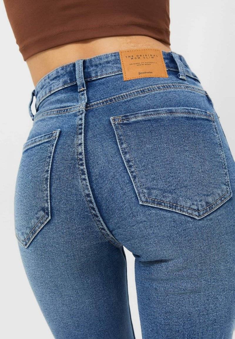 Stradivarius Stradivarius SLIM FIT - Slim fit jeans - dark blue 50% Rabatt für begrenzte Zeit