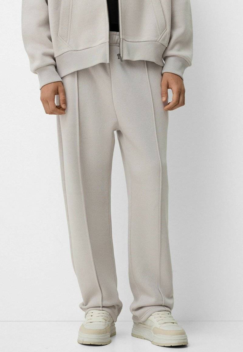 Bershka Bershka SET Zip-Up Sweatshirt + WIDE LEG - Tracksuit - white Kostenloser Versand